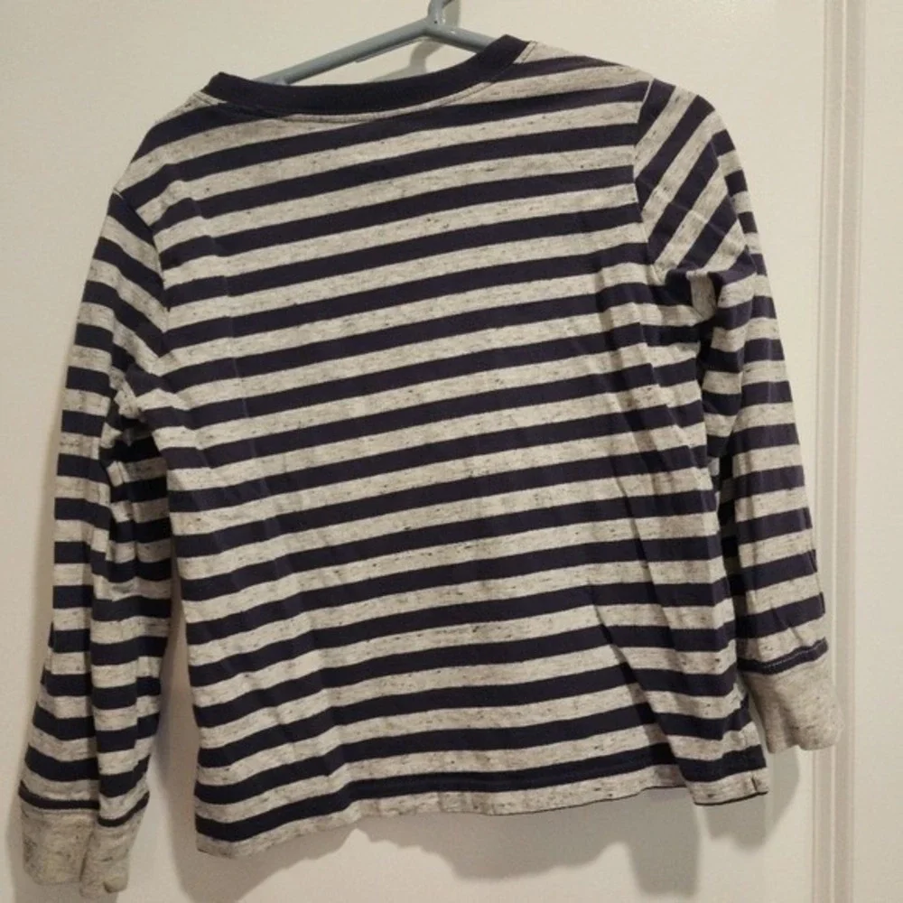 Baby B'gosh Kids sz4T Long Sleeve Shirt Genius‎ of the Family Navy Stripe Funny